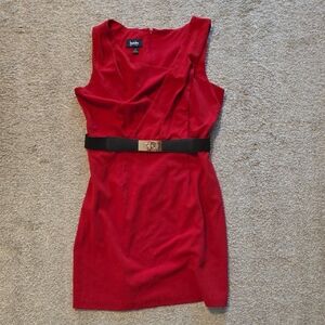 by & by Red Sleeveless Mini Dress with Black Belt and Gold Buckle
